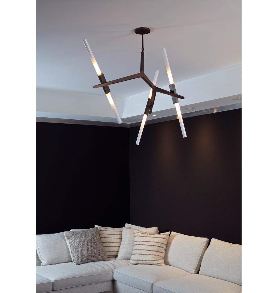 Chandelier - 6 Lights (Bronze/Straight-cut glass) — Bond Street, New York