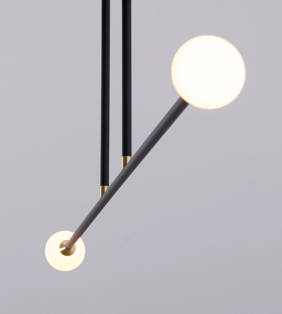 Chandelier - 2 Lights (Matte black/Brushed brass)