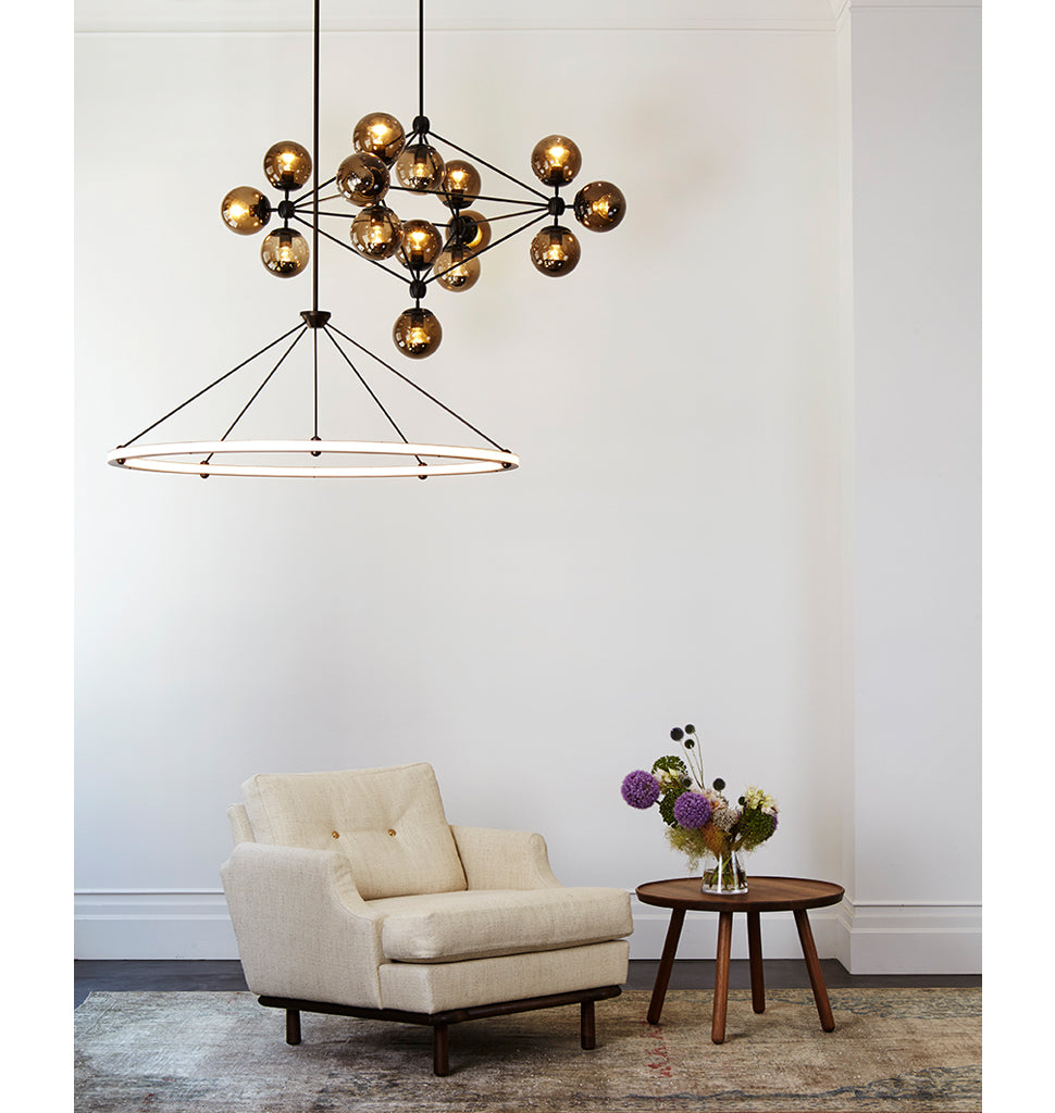 Circle Pendant (Brushed brass) — Roll & Hill Showroom, New York City. Image by Joseph De Leo