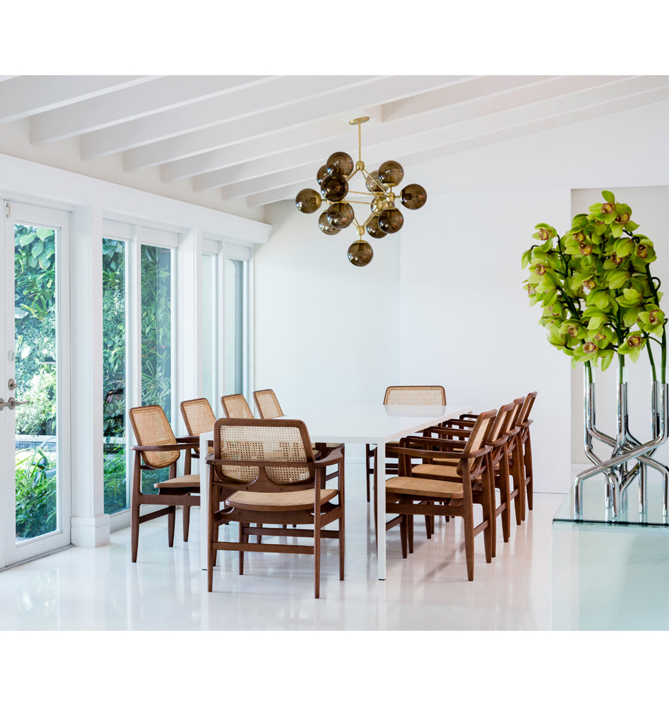 Chandelier - Diamond, 15 Globes (Brushed brass/Smoke) — Miami, Florida. Interior by Fabio Morozini. Image by Fran Parente