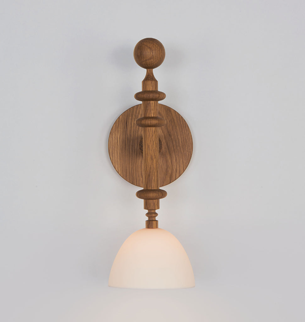 Single Arm Sconce (White oak/White bone china)