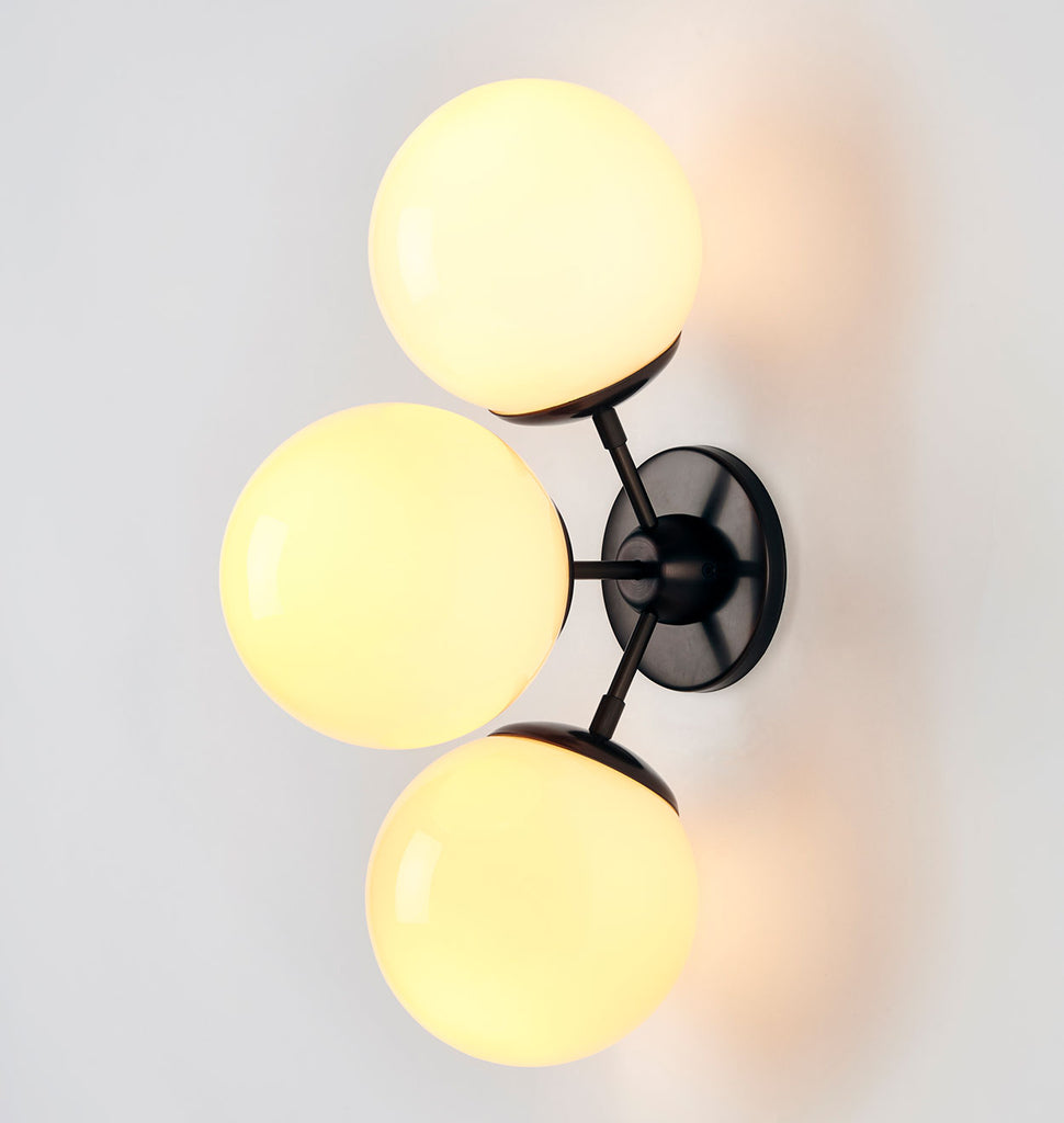 Sconce - 3 Globes (Black/Cream)