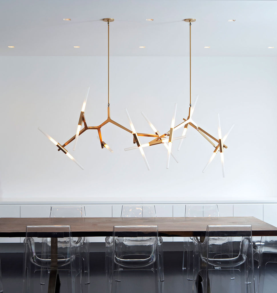 2x Chandelier - 10 Lights (Brushed brass/Straight-cut glass) — Park Avenue, New York