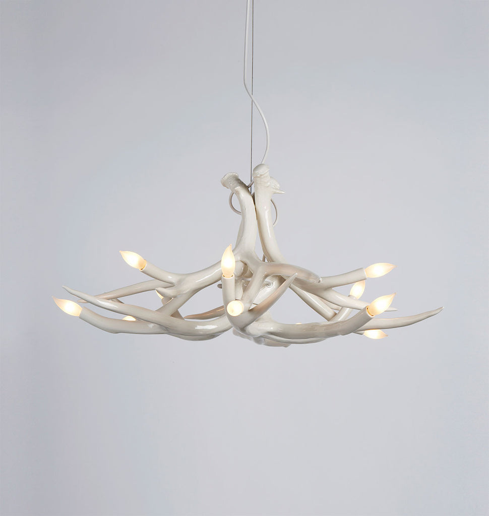 Chandelier - 6 Antlers (White)