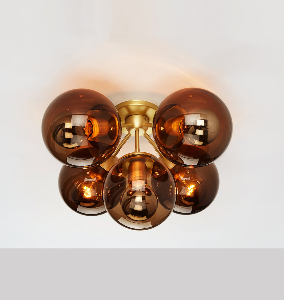Ceiling Mount - 5 Globes (Brushed brass/Smoke)