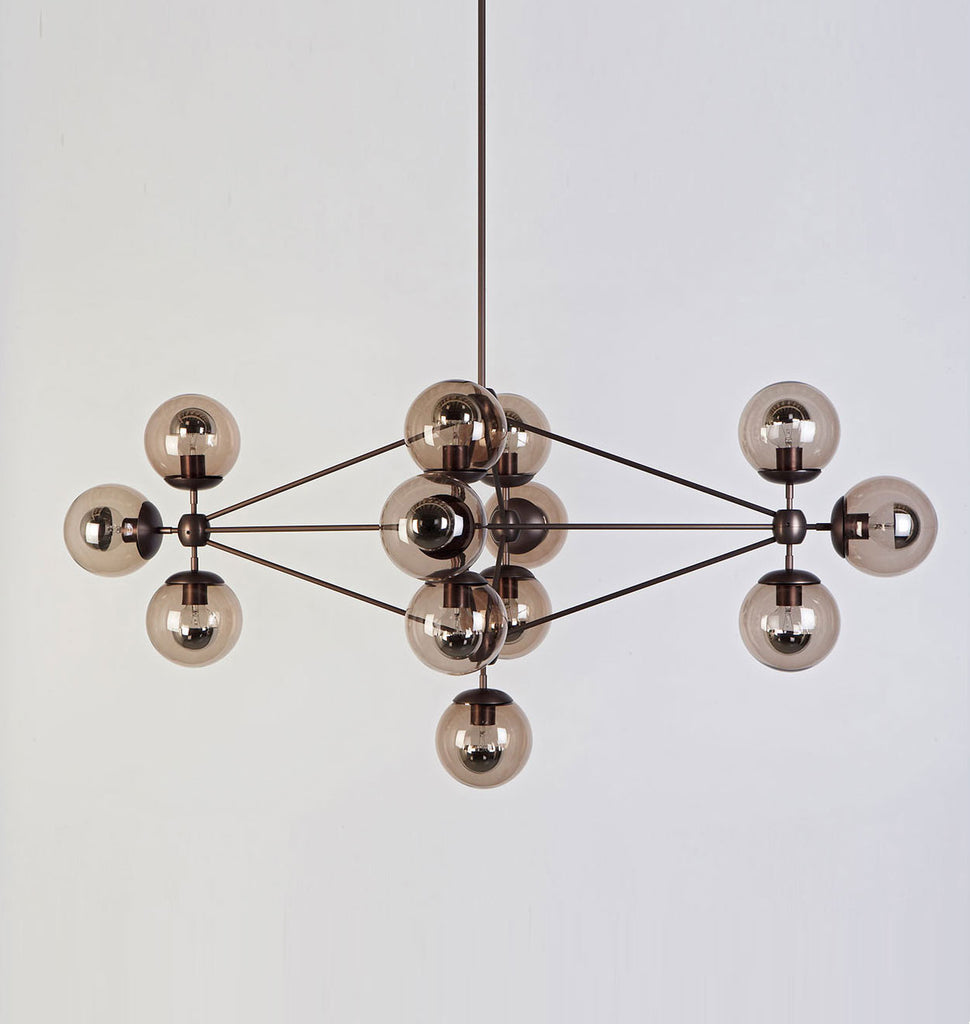 Chandelier - Diamond, 13 Globes (Bronze/Smoke)