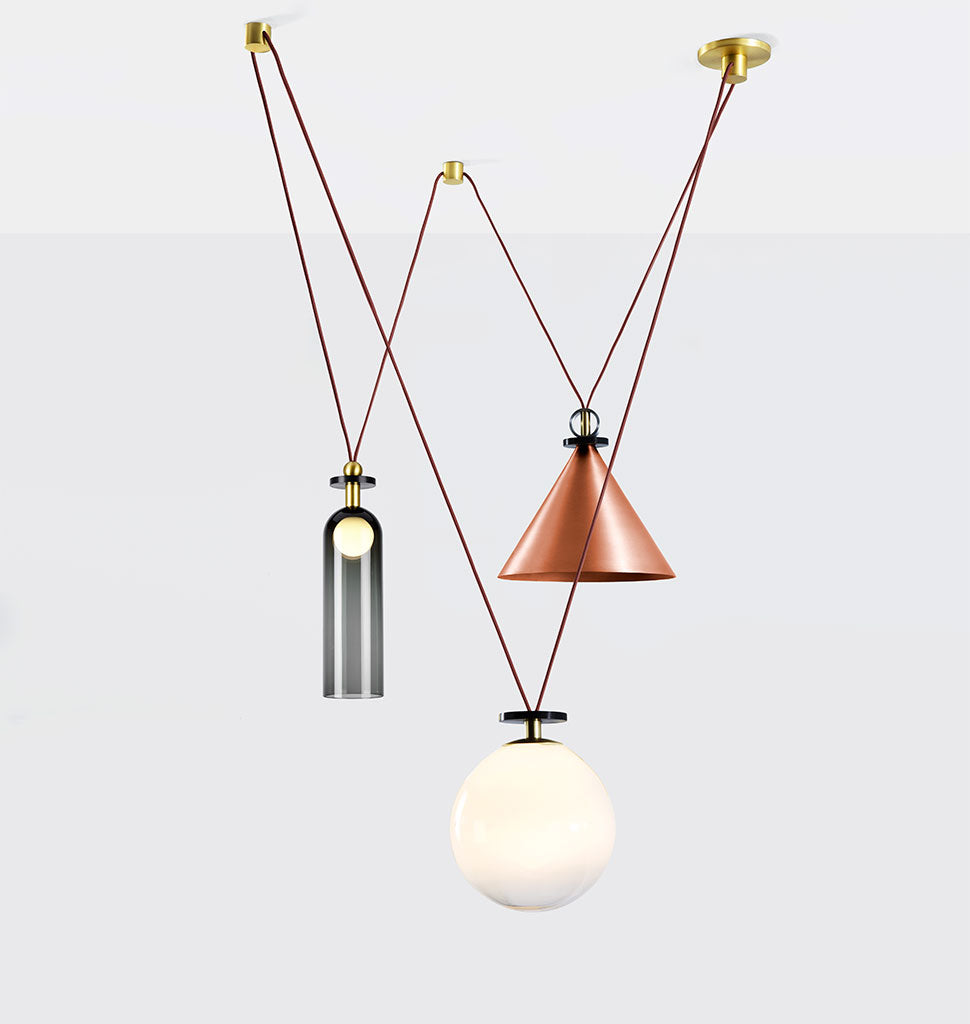 3-Piece Chandelier (Brushed copper cone)