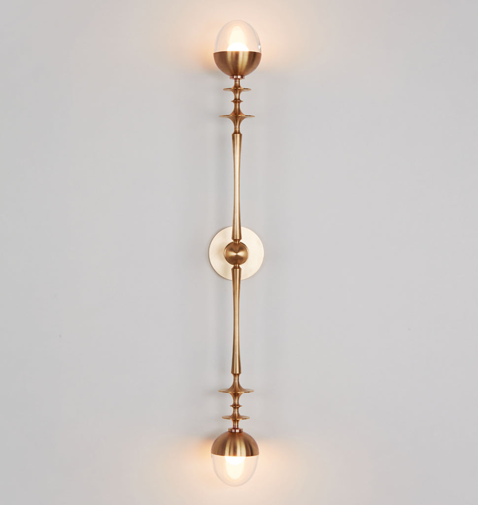 Double Arm Sconce (Unlacquered brass/Clear glass)