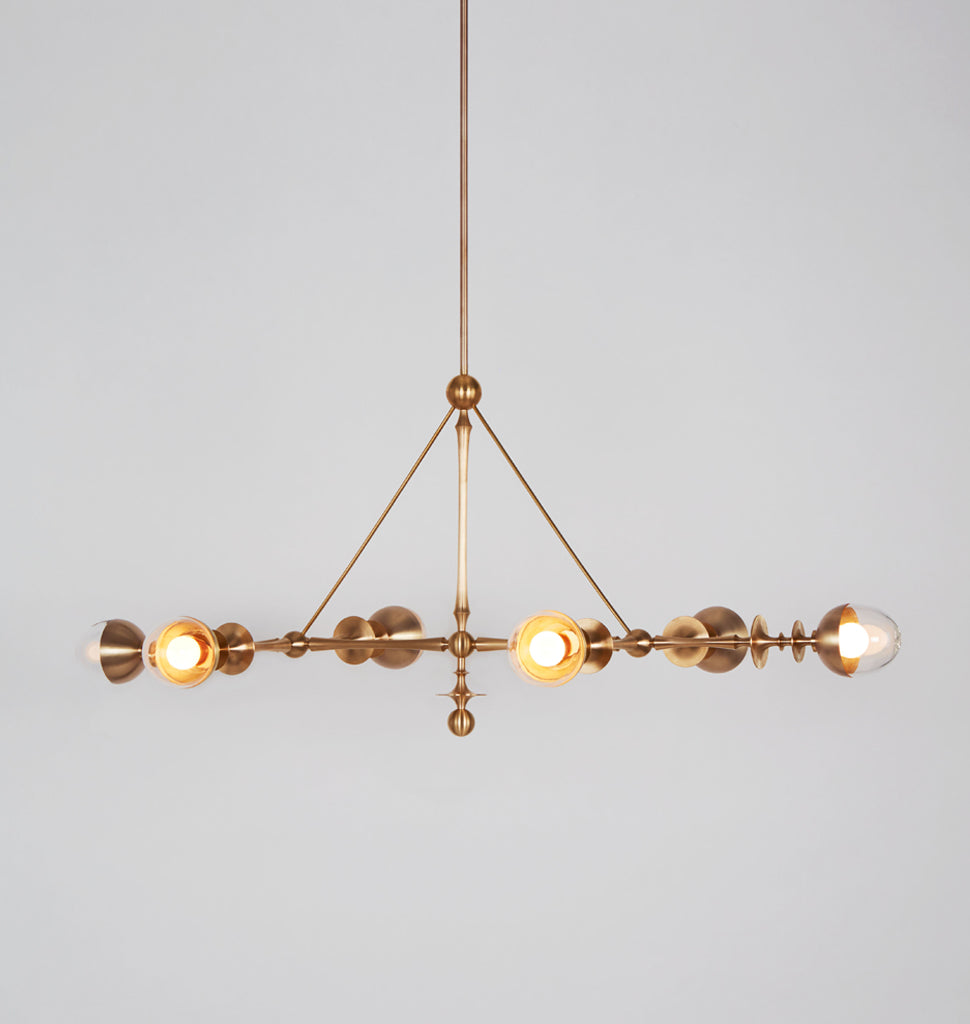 Six Arm Pendant (Unlacquered brass/Clear glass)