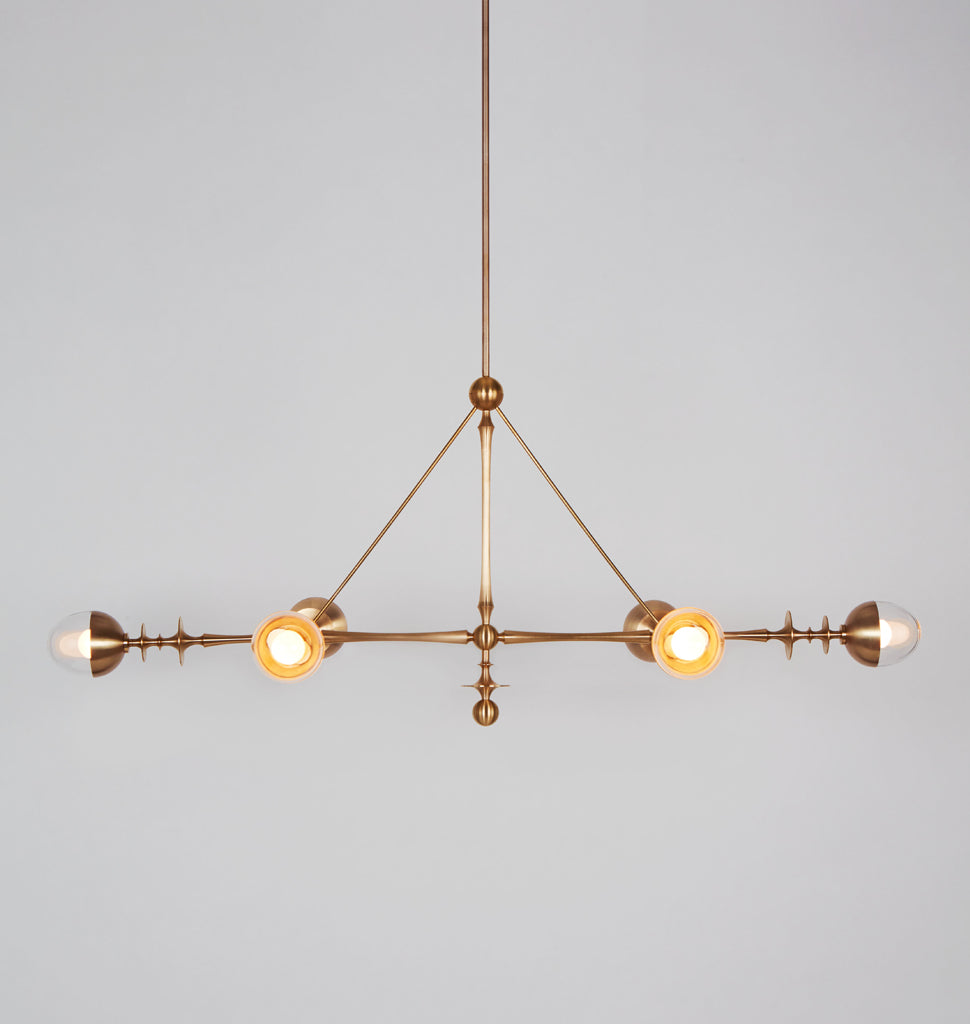Six Arm Pendant (Unlacquered brass/Clear glass)