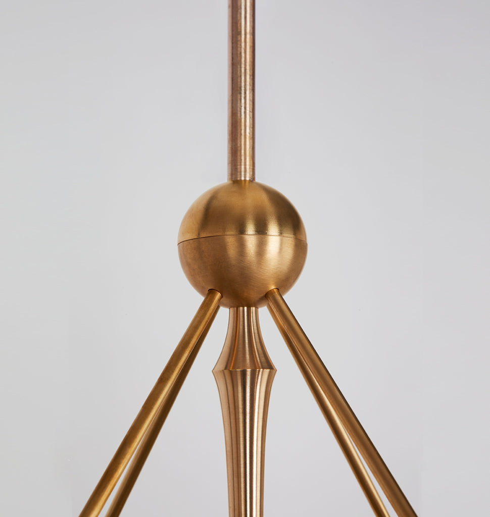 Four Arm Pendant (Unlacquered brass/Clear glass)