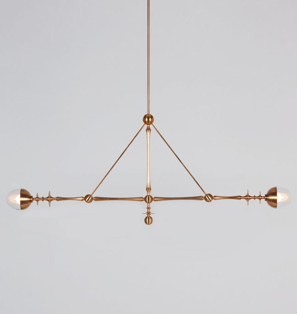Two Arm Pendant (Unlacquered brass/Clear glass)