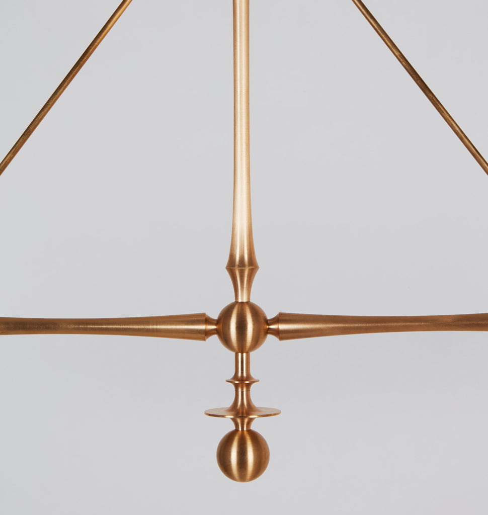 Two Arm Pendant (Unlacquered brass/Clear glass)