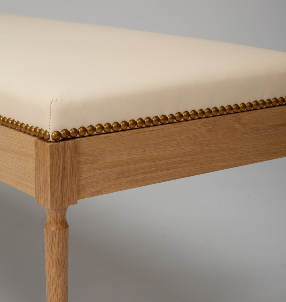 The Judy Bench (White Oak/Vachetta Leather)